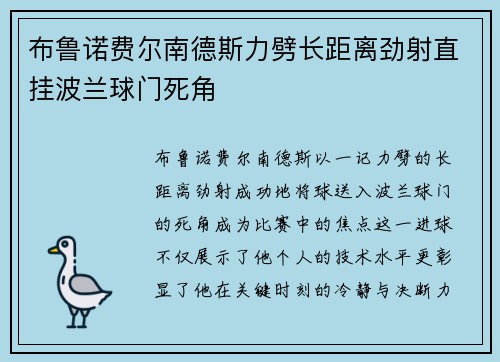 布鲁诺费尔南德斯力劈长距离劲射直挂波兰球门死角 布鲁诺费尔南德斯力劈长距离劲射直挂波兰球门死角